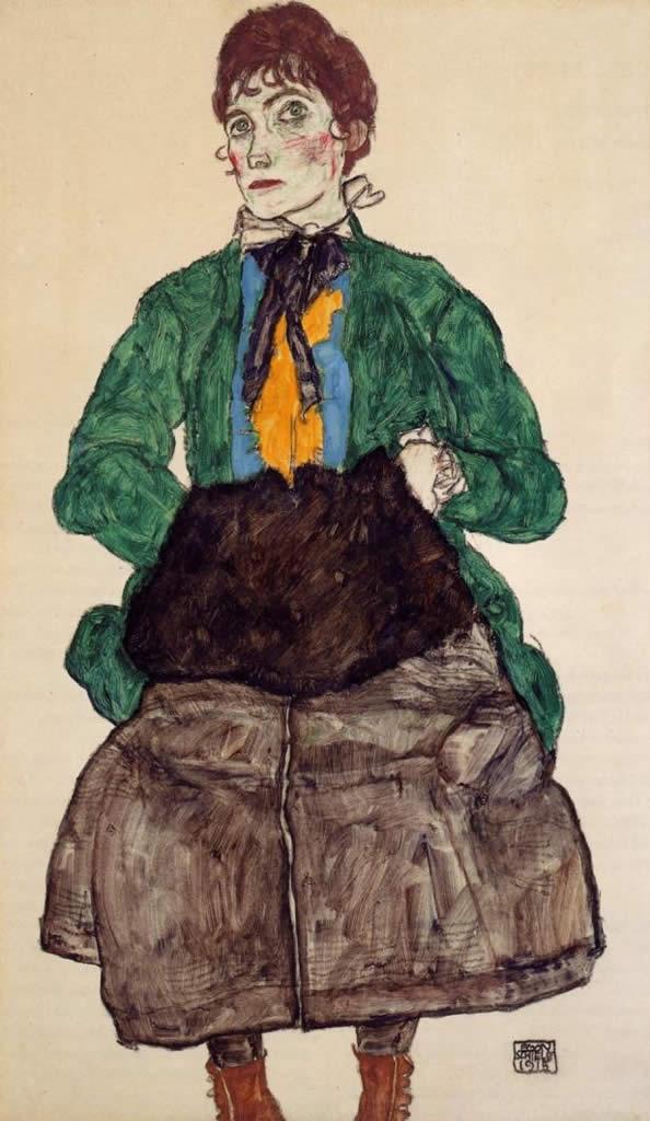 Egon Schiele Woman in a Green Blouse and Muff